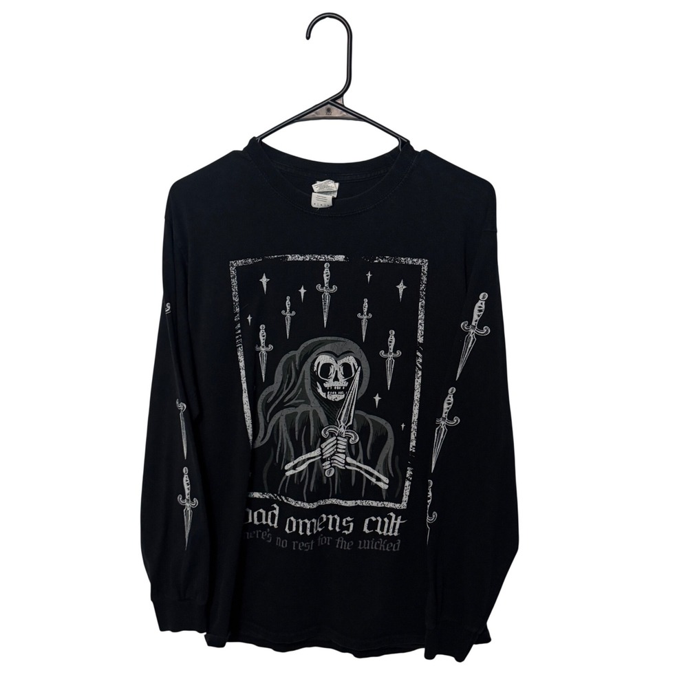Bad Omens Long Sleeve Shirt Mens Medium Black Reaper Dagger Cult Metal Band Tee